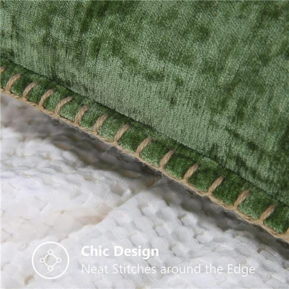 Set Of 2 |  Green  |  Christmas Chenille Soft Throw Pillow Covers 18x18 | Decor - Picture 3 of 6